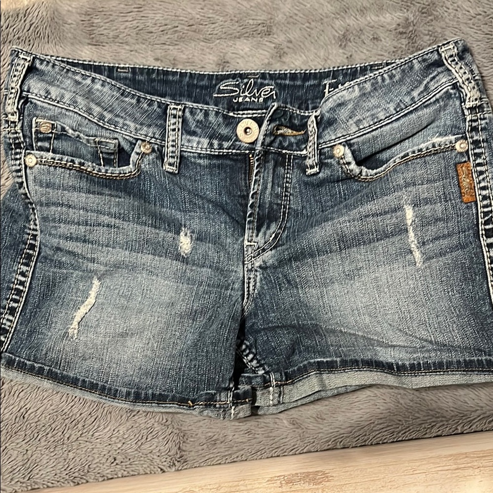 Silver Jeans Women's Distressed Blue Jean Shorts